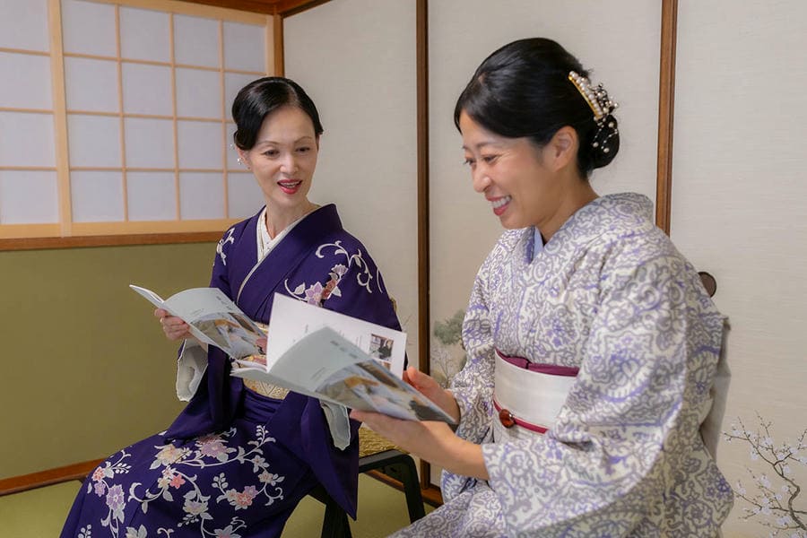 Tea ceremony guidebook presented to guests during a Kyoto tea ceremony experience