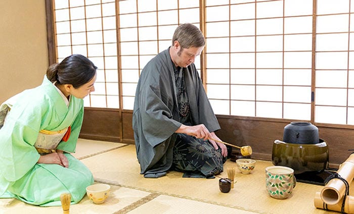 Professional photography of a private Kyoto tea ceremony experience inside a traditional tearoom